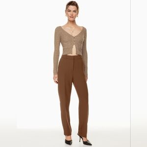 Aritzia Wilfred Chocolate Brown High Rise Chopin Pants Womens Sz 14